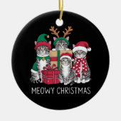 Meowy Kerstmis Kat Xmas Grappige Katten Liefhebber Keramisch Ornament (Voorkant)