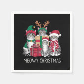 Meowy Kerstmis Kat Xmas Grappige Katten Liefhebber Servet (Voorkant)