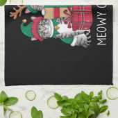 Meowy Kerstmis Kat Xmas Grappige Katten Liefhebber Theedoek (Gevouwen)