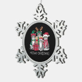 Meowy Kerstmis Kat Xmas Grappige Katten Liefhebber Tin Sneeuwvlok Ornament (Rechts)