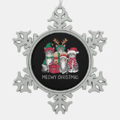 Meowy Kerstmis Kat Xmas Grappige Katten Liefhebber Tin Sneeuwvlok Ornament (Voorkant)