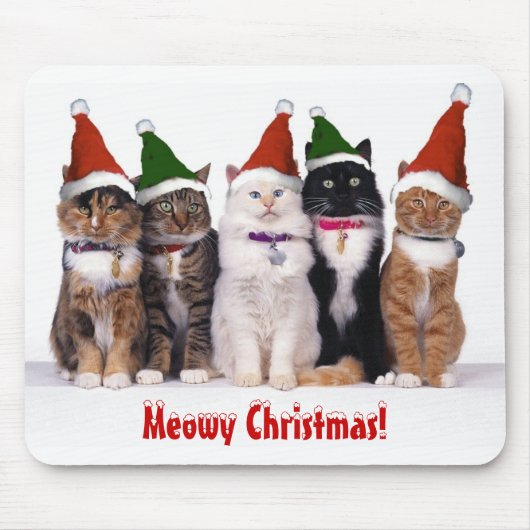"Meowy Kerstmis!" Katten in Petten Muismat (Voorkant)