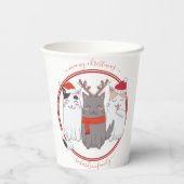 Meowy Kerstmis Katten Papieren Bekers (Achterkant)