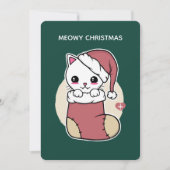 Meowy Kerstmis Kawaii Kat Kerstmis Feestdagenkaart (Voorkant)