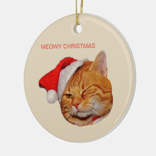 Meowy Kerstmis Keramisch Ornament (Links)