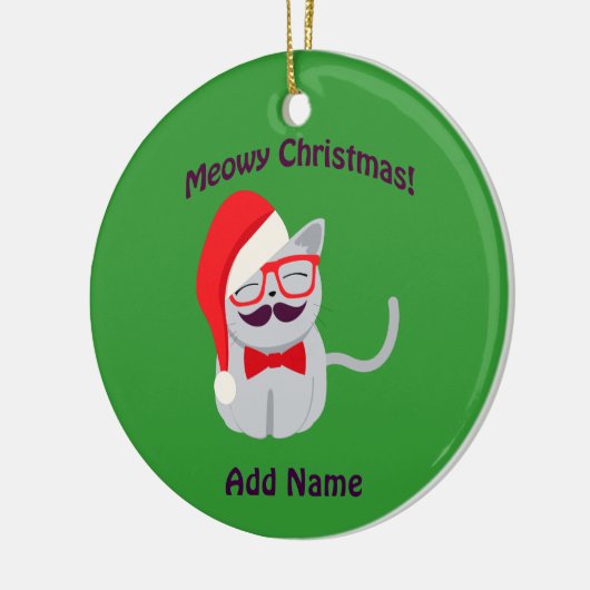 Meowy Kerstmis! Keramisch Ornament (Links)