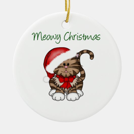 Meowy Kerstmis Keramisch Ornament (Voorkant)