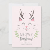 Meowy Kerstmis | Kerst van de Cute Cat Pun Feestdagenkaart (Voorkant)