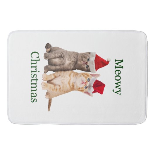 Meowy Kerstmis Kitten Bath Mat (Voorkant)