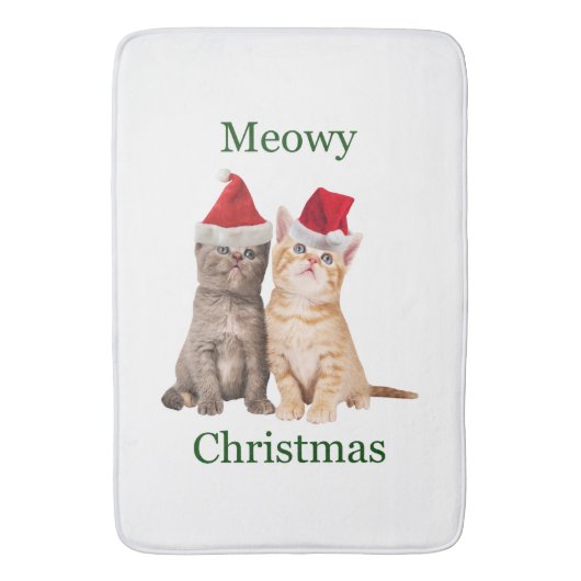 Meowy Kerstmis Kitten Bath Mat (Voorkant Verticaal)