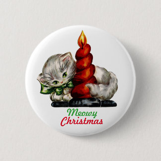 "Meowy Kerstmis" Kitten Button
