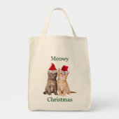 Meowy Kerstmis Kitten Canvas tas (Voorkant)