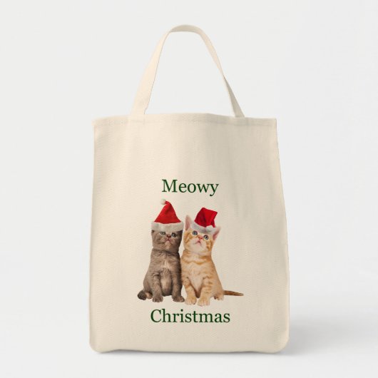 Meowy Kerstmis Kitten Canvas tas (Voorkant)