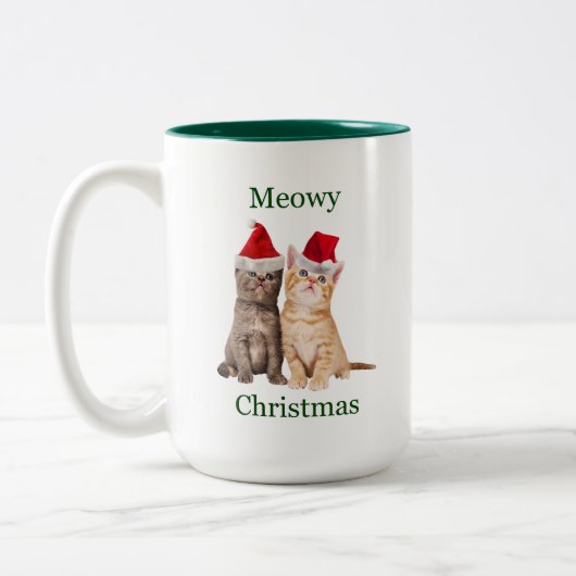 Meowy Kerstmis Kitten Mok (Links)