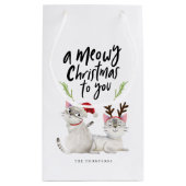 Meowy Kerstmis Kitty Cat Santa Antlers Klein Cadeauzakje (Achterkant)