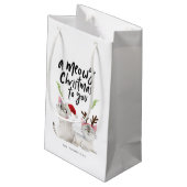 Meowy Kerstmis Kitty Cat Santa Antlers Klein Cadeauzakje (Achterkant Gekanteld)