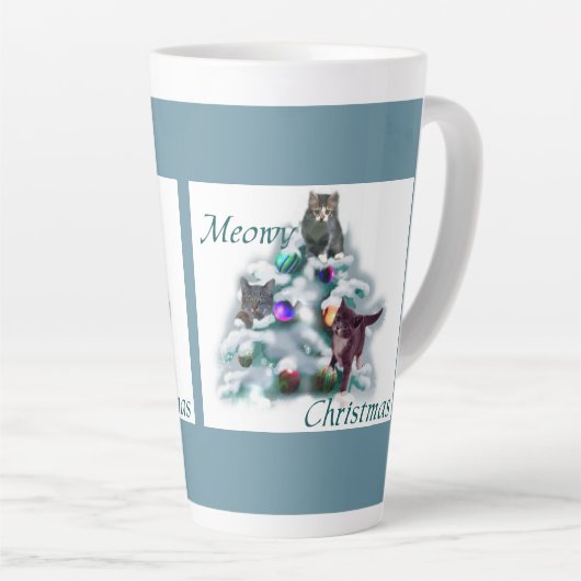Meowy Kerstmis Latte Mok (Rechterhoek)