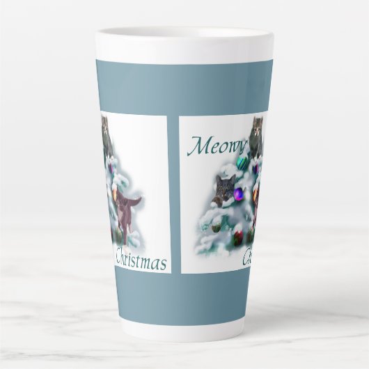 Meowy Kerstmis Latte Mok (Voorkant)