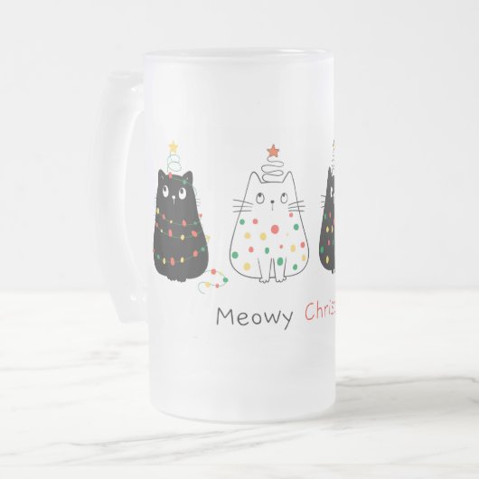 Meowy Kerstmis Matglas Bierpul (Voorkant links)