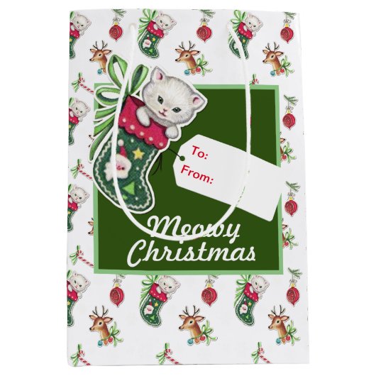 Meowy Kerstmis Medium Cadeauzakje (Voorkant)