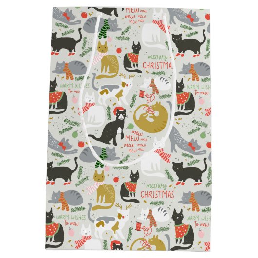 Meowy Kerstmis Medium Cadeauzakje (Achterkant)