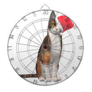 Meowy Kerstmis met een speelse kat in een pet Dartbord