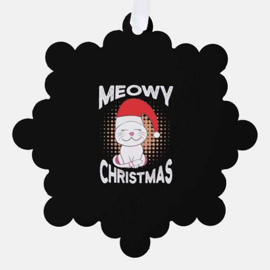 Meowy Kerstmis met kerstkat Ornament Kaart (Voorkant)