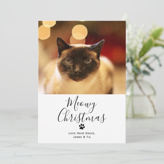 Meowy Kerstmis met kerstmis Kaart (Staand voorkant)
