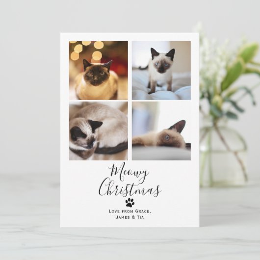 Meowy Kerstmis met kerstmis Kaart (Staand voorkant)