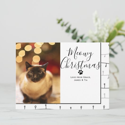 Meowy Kerstmis met kerstmis Kaart (Staand voorkant)