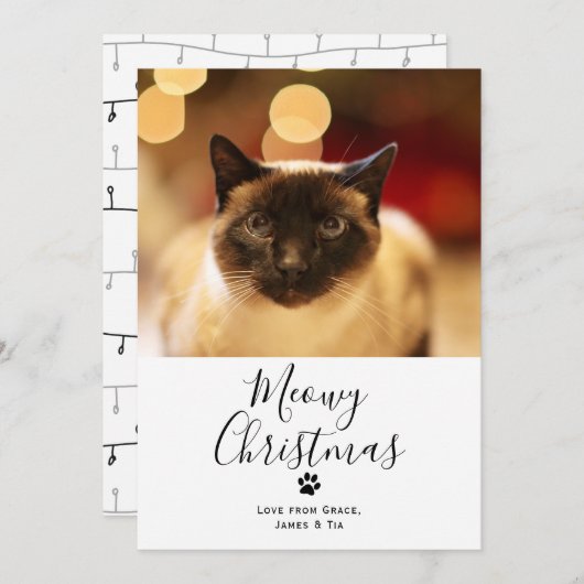 Meowy Kerstmis met kerstmis Kaart (Voorkant / Achterkant)