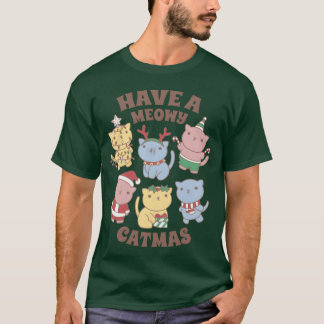 Meowy Kerstmis met kerstoutfits en T-shirt