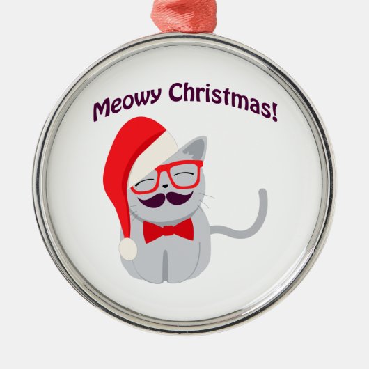 Meowy Kerstmis! Metalen Ornament (Voorkant)