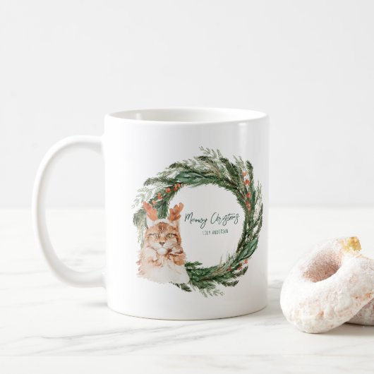 Meowy Kerstmis | Monogram vakantie Koffiemok (Met donut)