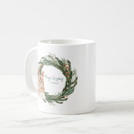 Meowy Kerstmis | Monogram vakantie Koffiemok (Voorkant links)