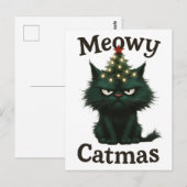 Meowy Kerstmis Moody kat Briefkaart (Voorkant / Achterkant)