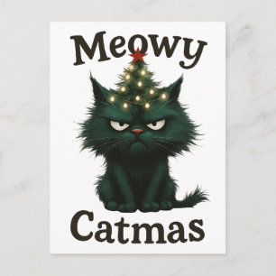 Meowy Kerstmis Moody kat Briefkaart
