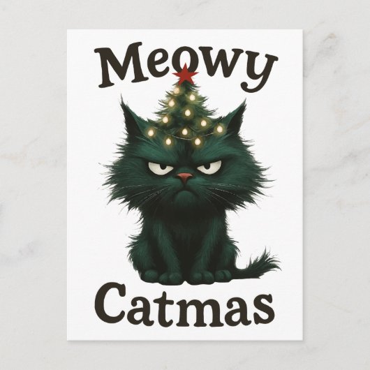 Meowy Kerstmis Moody kat Briefkaart (Voorkant)