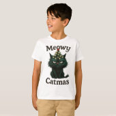 Meowy Kerstmis Moody kat T-shirt (Voorkant volledig)