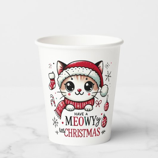 Meowy Kerstmis Papieren Bekers (Achterkant)