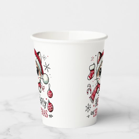 Meowy Kerstmis Papieren Bekers (Links)