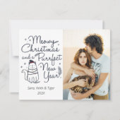 Meowy Kerstmis & Purfect Nieuwjaar Kat Kerstmis Feestdagenkaart (Voorkant)