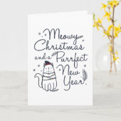 Meowy Kerstmis & Purfect Nieuwjaar Kat Kerstmis Kaart (Gele Bloem)
