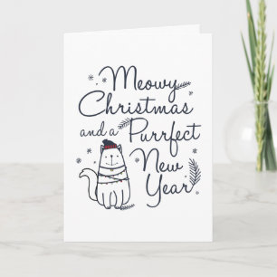 Meowy Kerstmis & Purfect Nieuwjaar Kat Kerstmis Kaart