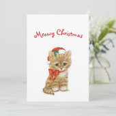 Meowy Kerstmis Retro Cat Feestdagenkaart (Staand voorkant)