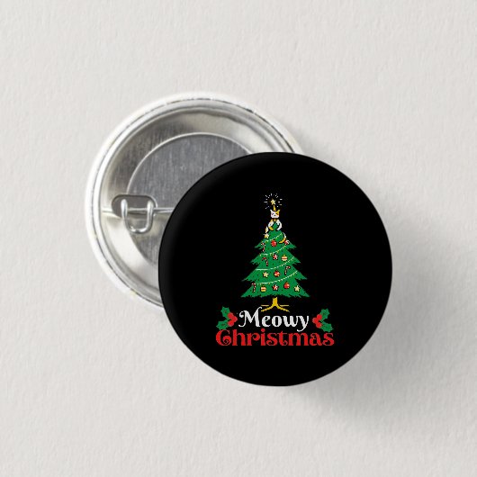 Meowy Kerstmis Ronde Button 3,2 Cm (Voorkant /achterkant)