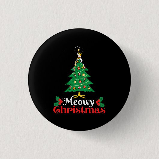 Meowy Kerstmis Ronde Button 3,2 Cm (Voorkant)