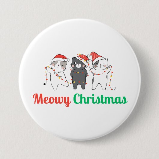 Meowy Kerstmis Ronde Button 7,6 Cm (Voorkant)