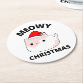 Meowy Kerstmis Ronde Kartonnen Onderzetter (Gebogen)