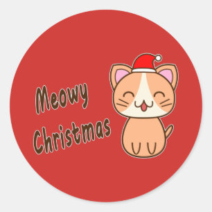 Meowy Kerstmis Ronde Sticker